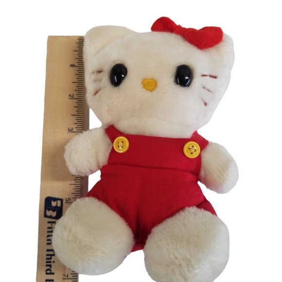 Vintage 1983 Hello Kitty Plush Red Overalls Child Guidance Sanrio CBS Toys 7" - Picture 12 of 13